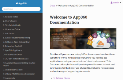 App360 documentation site preview